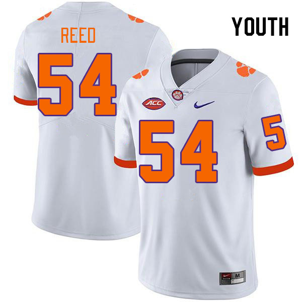 Youth #54 Ian Reed Clemson Tigers College Football Jerseys Stitched-White - Click Image to Close